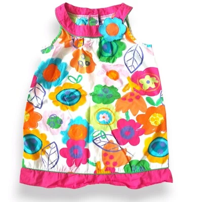 Sophie Rose Baby Girl's Sleeveless Floral Dress Size 6/6 Pink Blue White - Image 1 of 4