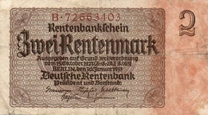 Genuine 2 Rentenmark from 1937 German 3. reich banknote ok con !!!!! - Picture 1 of 2