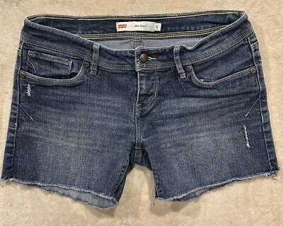 Pantalones Cortos Levis Junior 9 Azul Midi Corto Jean Denim Corte Lavado Oscuro Dobladillo Festival Foto 1 de 4