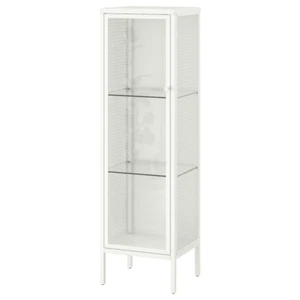 KEA BAGGEBO Cabinet with glass doors, metal/white, 13 3/8x11 3/4x45 5/8 " - Picture 1 of 11