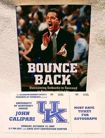 KENTUCKY WILDCATS "BOUNCE BACK" BOOK SIGNING BY JOHN CALIPARI WITH TICKET Cover