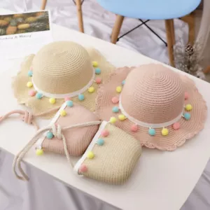 Baby Girl Hat Summer cute Beach flowers Straw Sun Cap /Sombrero Para Niñas Playa - Picture 1 of 14