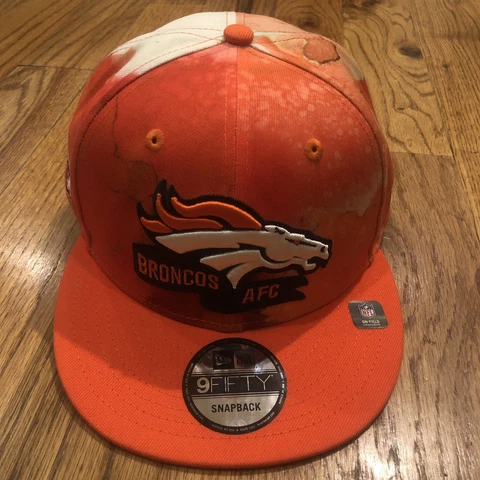 Denver Broncos AFC New Era Snapback Hat 9Fifty Tie Dye Orange White NEW Cover