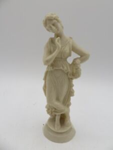 Vintage Roman Woman w/wreath alabaster resin carved statue sculpture, ITALY 