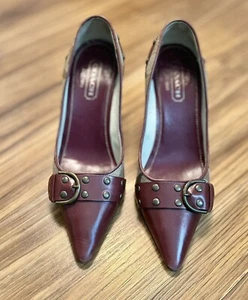 Coach Women's Size 5 Signature Brownish /Wine Heels - Picture 1 of 12