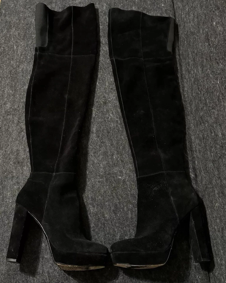 Alice & Olivia Sobre la Rodilla Negro Gamuza Plataforma Ultra Alto Sexy Botas 39/8 Foto 1 de 4