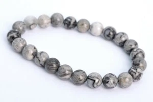 8MM Gray Crazy Lace Jasper Bracelet Grade AAA Genuine Natural Round Beads 7" - Picture 1 of 4