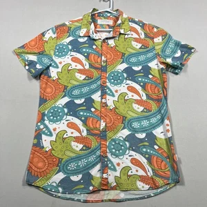 Afends Button Up Shirt Colourful Cotton Open Camp Collar Paisley Mens Large L - Picture 1 of 13