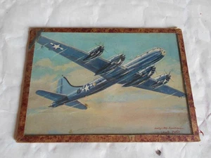 Vintage WW2 Framed post card B29 Superfortress Louis Petit French Artist - Picture 1 of 2