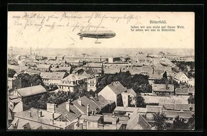 Bitterfeld, Ansichtskarte, Luftschiff Zeppelin über der Stadt - Picture 1 of 2
