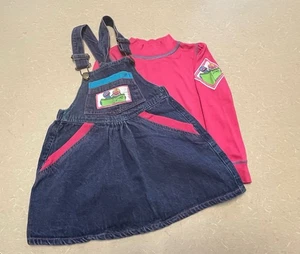 Vintage Sesamstraße Denim Pullover Kleid Set mit Grover & Betty Lou Patch - Größe 5T - Bild 1 von 13
