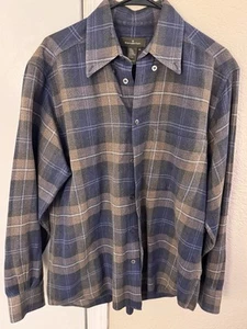 Ermenegildo Zegna Men's Tonal Plaid Long-Sleeve Shirt Size Medium - Picture 1 of 5