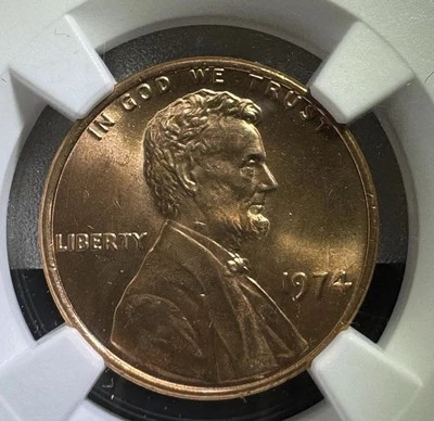 1974 P Lincoln Memorial Cent Penny Coin NGC MS66 RD Gem BU - Image 1 of 4