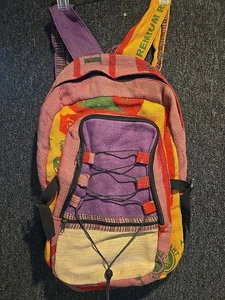 Jute Patchwork Rucksack Recycling Reissack Made in Nepal Boho Sackleinen Handarbeit - Bild 1 von 6