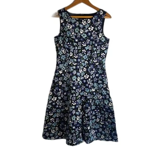 Talbots Fit & Flare Sleeveless Dress Floral Print 100% Cotton Cottage Core SZ 8 - Picture 1 of 8