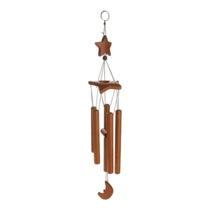 Campanello a vento in bambù a forma di stella, 62 cm, 5 tubi, realizzato a - Foto 1 di 6