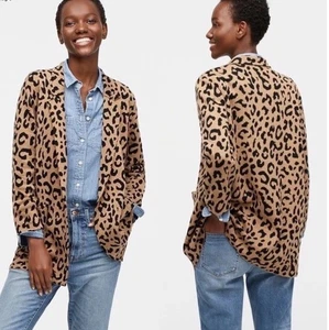 J. Crew Sophie Open Front Sweater Blazer Cardigan in Leopard Size XL Merino Wool - Picture 1 of 14