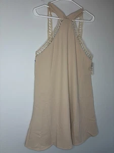 CUPSHE NEU Sunshine Vibes neutrales Minikleid Damen L beige Neckholder zum Binden Braut - Bild 1 von 11