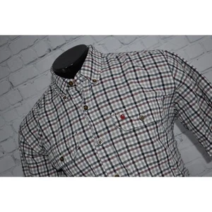 Carhartt Work Shirt Mens Size Large Button Up Blue Plaid Cotton Front Pocket - Picture 1 of 8