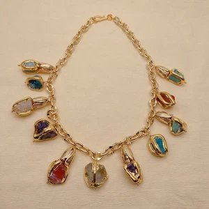 Collar áspero 16x20 mm cornalina apatita citrino amazonita amatista - Imagen 1 de 5