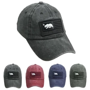 Baseball Cap California Sun Dad Mütze Baumwolle Hip Hop Cali Bär verstellbar Wandern - Bild 1 von 20