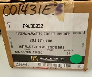 SQUARE D FAL36030 3 Pole Circuit Breaker 30a 600 VAC 50/60 Hz 250 VDC 42362 - Picture 1 of 2