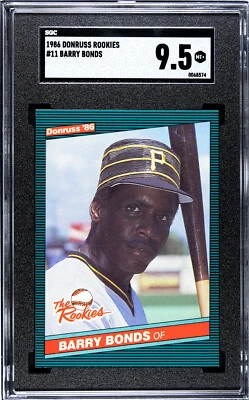 Tarjeta de novato Donruss Rookies Barry Bonds RC #11 1986 SGC 9,5 como nueva centrada WOW Foto 1 de 4