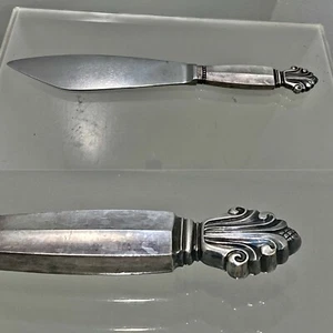 GEORG JENSEN ACANTHUS STERLING SILVER 10 1/2" CAKE KNIFE - Picture 1 of 5