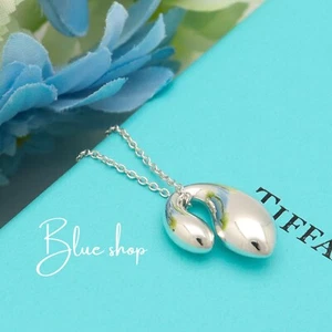 Tiffany & Co. Elsa Peretti Double Teardrop Necklace Pendant 16" Silver 925 - Picture 1 of 11