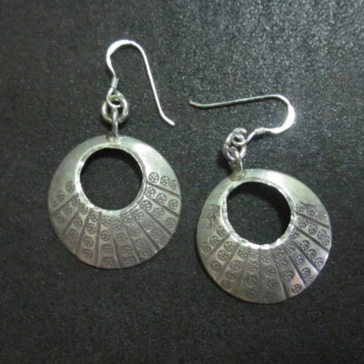 Orecchini d'argento Hill Tribe Fine Sterling Silver Earrings Tribal Hoops Karen - Image 1 of 3