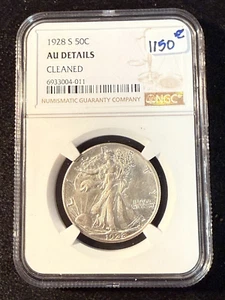 1928 S WALKING LIBERTY HALF DOLLAR NGC AU DETAILS CLEANED - Picture 1 of 4