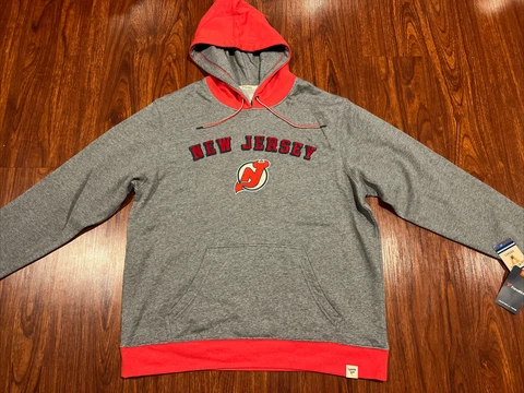 Fanatics Men’s New Jersey Devils Vintage Gray Hoodie Sweatshirt XL NHL Hockey Cover