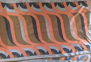 1970s Scarf Vera Neumann Tangerine Silver Bronze Black 44" X 15" Acetate - Picture 1 of 8
