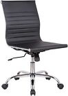 Black Computer Desk modern Office Desk Chair Swivel w/ Wheels PU Leather armless