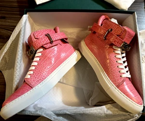 BUSCEMI Leather Crocodile Print Coral Pink High Top Sneaker BCS22704 100MM SZ 39 - Bild 1 von 16