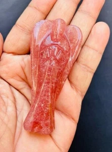 Erdbeere Kristall Engel handgeschnitzt Kristall Home Office Deko Engel 3-4" - Bild 1 von 6