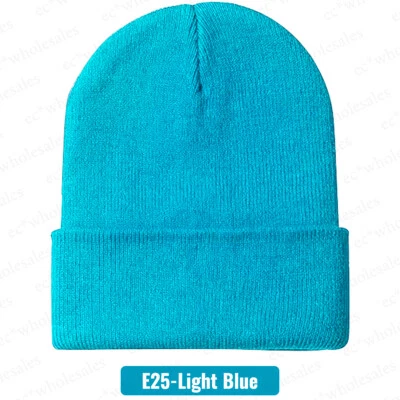 Boné gorro malha lisa esqui caveira punho inverno quente desleixado masculino feminino CF unissex - Imagem 1 de 4