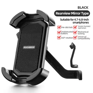 ROCKBROS Bicycle Bike Handlebar Rearview Phone Mount Stand Lock Phone Holder - Picture 1 of 19