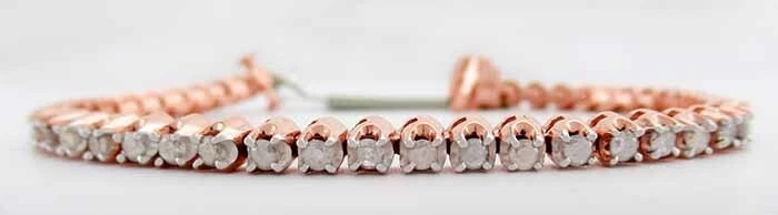 PULSERA TENIS DIAMANTE ORO ROSA 14K ORIGINAL 1,47 Cts - Nueva Con Etiqueta Foto 1 de 4