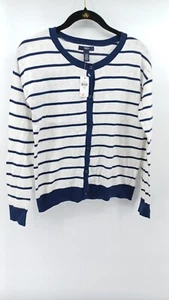 GAP Kids Girls Button Down Sweater Cardigan XXL White/Blue stripes 13yrs NWT - Picture 1 of 10