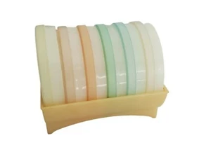 Vintage TUPPERWARE Pastel Wagon Wheel Coaster Set of 6 with Holder  - Picture 1 of 5