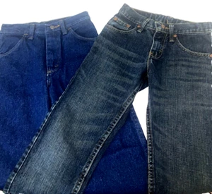 2 Boy's Jeans 12 Slim & 10 Slim Blue Rustler New Lee Used Adjustable Waist - Picture 1 of 12