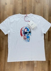 Alexander McQueen weißes T-Shirt Regular Fit Solarized Skeleton Logo Größe Large - Bild 1 von 10