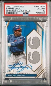 2022 Topps Luminaries Home Run Kings Blue #HRKARSS Sammy Sosa PSA 10 Auto 6/10 - Imagen 1 de 2