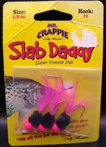 Mr Crappie WSD3D-752 Slab Daddy Jig 1/8 oz Pink/Black Parrot #2 Hook - Picture 1 of 2