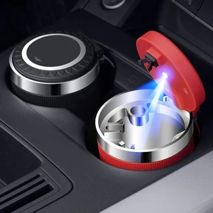 Portable Car Ashtray with Lid Smell Proof Blue Led Ashtray Cups Car Accessories - Picture 1 of 11