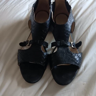 Attilio Giusti Leombruni Women's Black Italian Leather Sandals.  Worn Once  S 39 - Imagem 1 de 4