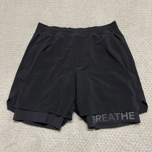 Pantalones Cortos Lululemon Surge Para Hombre M Negros Rendimiento Correr Gimnasio Forrados - Imagen 1 de 7