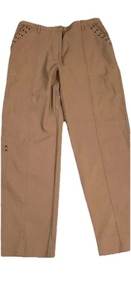 Брюки для гольфа бронзового цвета Jamie Sadock 10 с карманами, заклепками, молниями женские коричневые - Изображение 1 из 4