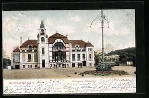 Ansichtskarte M.-Gladbach, Das Volksgarten-Restaurant, Straßenbahn 1905  - Picture 1 of 2